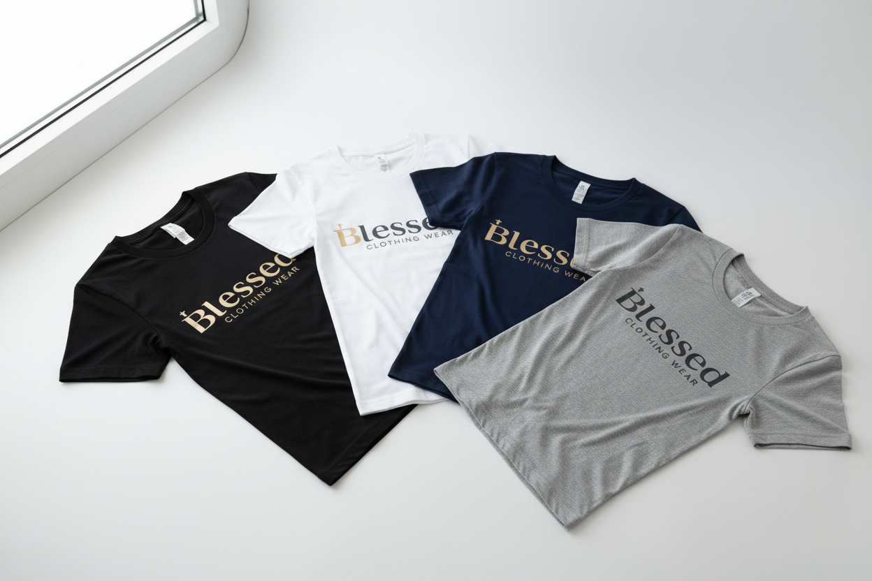Can you add the brand name to the T-Shirt: Blessed Clothing Wear